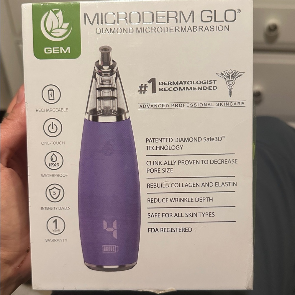 PURPLE Microderm Glo Diamond Microdermabrasion and Suction Tool Purple